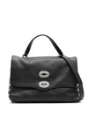 Zanellato Hammered Leather Small Tote With Twist-lock Closure In Black
