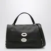 Zanellato Tumbled Leather Medium Postina Daily Day Bags In Black