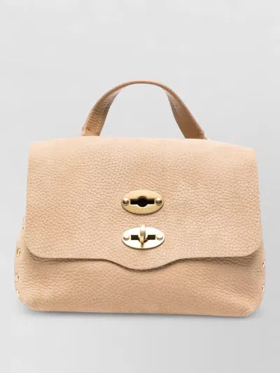 Zanellato Jones Shoulder Bag Textured Leather Studs In Neutral