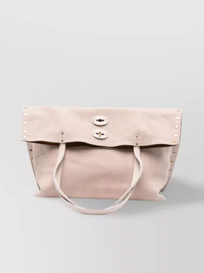 Zanellato Jones Suede Leather Handbag With Top Handles In Neutral