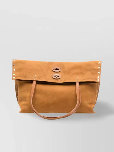 Zanellato Jones Suede Leather Tote Bag In Brown