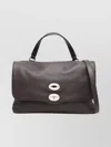 Zanellato Large Leather Tote Bag With Silver Hardware In Brown