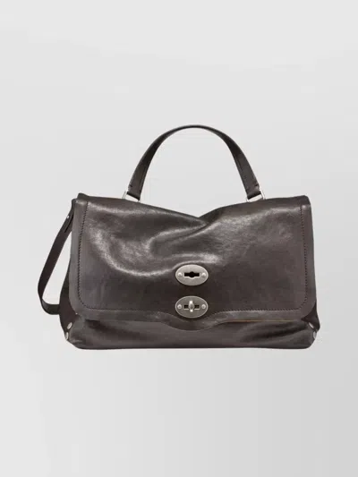 Zanellato Leather Shoulder Bag Adjustable Strap In Gray