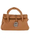 Zanellato Textured Leather Shoulder Bag With Distinctive Clasp In Brown