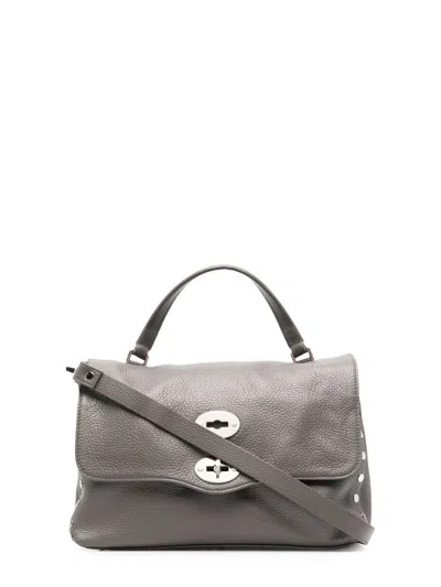 Zanellato Leather Top-handle Satchel With Shoulder Strap In Grey