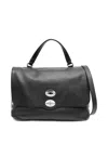 Zanellato Medium Postina Leather Shoulder Bag In Black