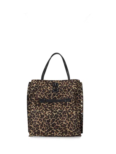 Zanellato Leopard Print Nylon Tote In Animal Print