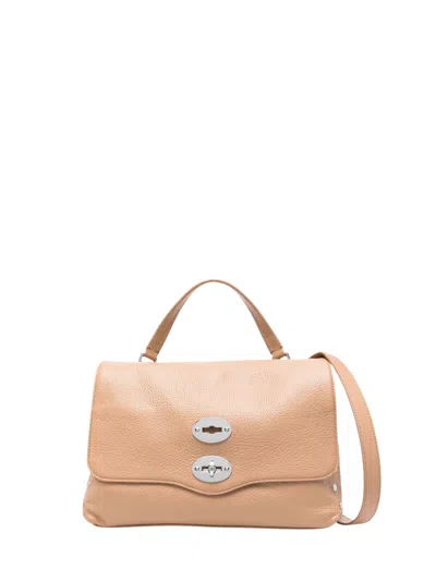 Zanellato Light Brown Twist-lock Leather Shoulder Bag In Nude