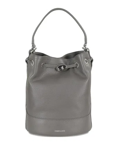 Zanellato Logo-print Bucket Bag In Gray