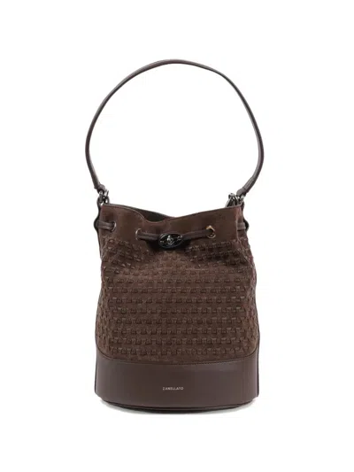 Zanellato "manda Musiva" Small Suede Messenger Bag In Brown