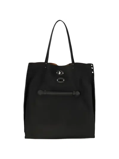 Zanellato Medium Amoretto Stud-detail Tote Bag In Brown