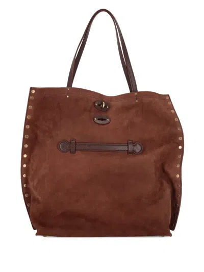 Zanellato Medium A'spasso® Studded Leather Tote Bag In Brown