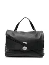 Zanellato Medium Postina Leather Shoulder Bag In Black