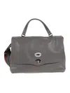 Zanellato Medium Grey Leather Shoulder Bag With Studded Accents In Gray