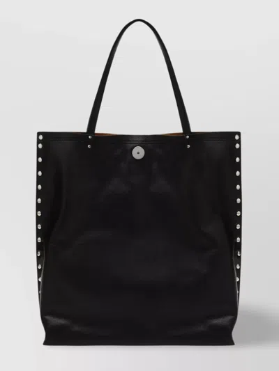 Zanellato Medium Leather Tote Bag With Studded Detailing In Black