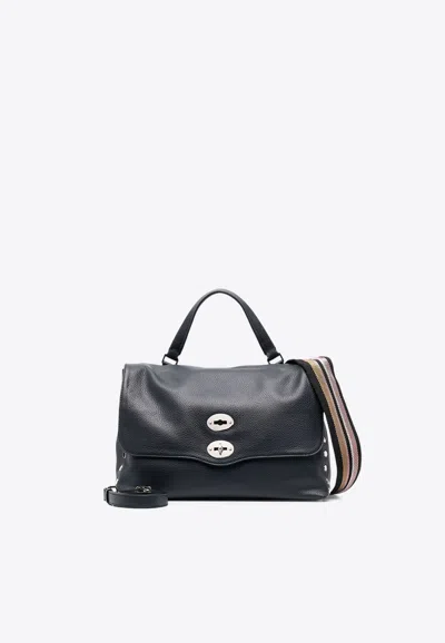 Zanellato Medium Postina Daily Leather Crossbody Bag In Navy
