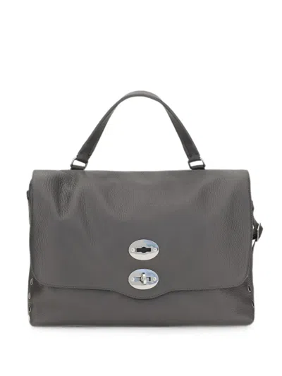 Zanellato Medium Postina Daily Studded Leather Tote Bag In Gray