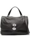 Zanellato Tumbled Leather Medium Postina Daily Day Bags In Brown