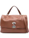 Zanellato Structured Calfskin Shoulder Bag With Twist Lock Closure In Brown