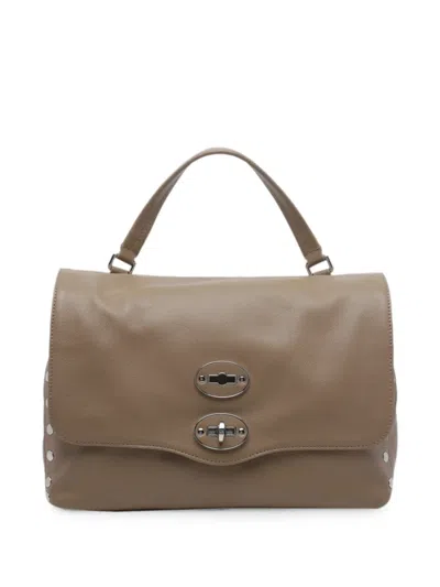 Zanellato Medium Postina Studded Leather Shoulder Bag In Brown