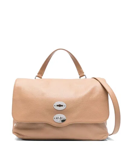 Zanellato Medium Postina Studded Leather Tote Bag In Brown