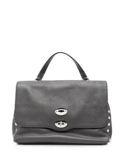Zanellato Medium Postina Stud-embellished Leather Tote Bag In Grey