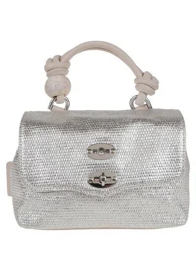 Zanellato Metallic Calf Leather Shoulder Bag In Silver