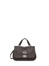 Zanellato Rectangular Handbag With Silver-tone Turn-lock Closure In Brown