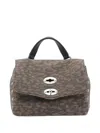 Zanellato Mini Postina Animal-print Tote Bag In Gray