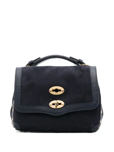 Zanellato Mini Postina Stud-embellished Twist-lock Tote Bag In Blue