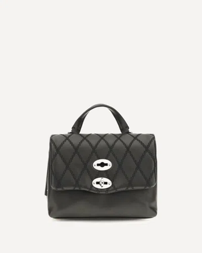 Zanellato Mini Postina Tramè Leather Top Handle Bag In Black