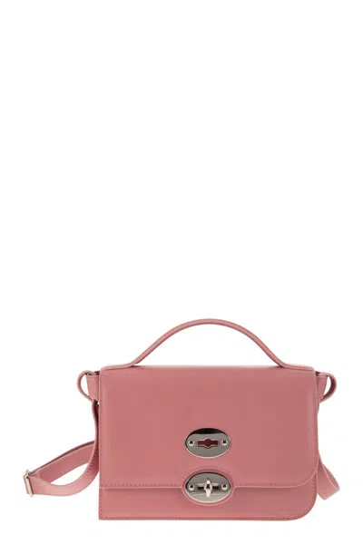 Zanellato Minimalist Square Handbag With Detachable Shoulder Strap And Flap Closure In Pink