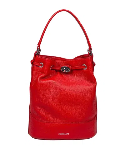 ZANELLATO MONDA DAILY BUCKET BAG DAY S IN RED LEATHER