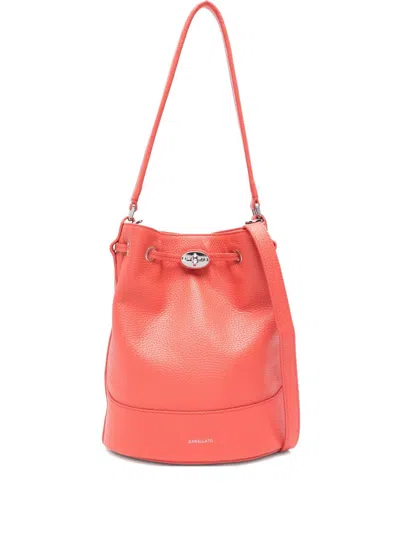 Zanellato Monda' Daily Small Leather Bucket Bag In Red