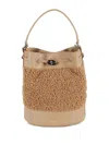 Zanellato Teddy Effect Shoulder Bag With Adjustable Strap In Brown