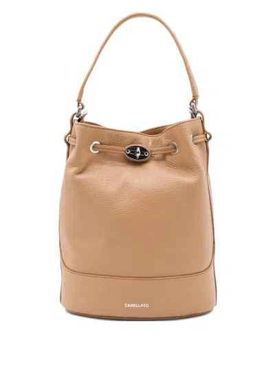 Zanellato Monda Leather Bucket Bag In Brown
