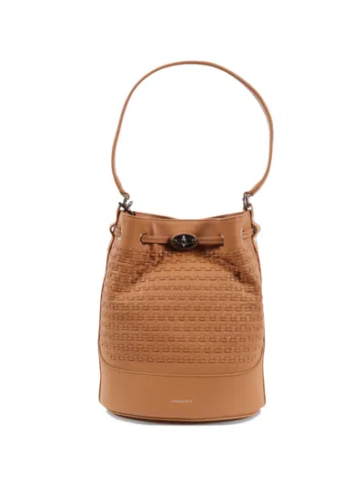 Zanellato Structured Leather Bucket Bag With Adjustable Strap In Brown