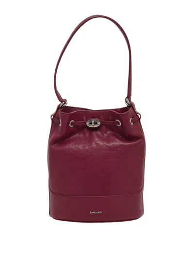 Zanellato Small Monda Leather Shoulder Bag In Burgundy