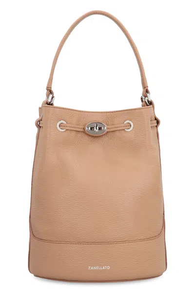 Zanellato Monda S Leather Bucket Bag In Brown
