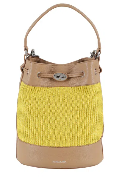 Zanellato Monda` Vimini Bucket Bag In Yellow