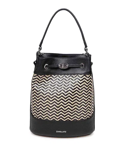 Zanellato Monda Vimini S Bucket Bag Black Color