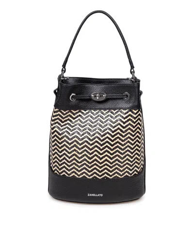 ZANELLATO MONDA WICKER S BUCKET BAG COLOR BLACK