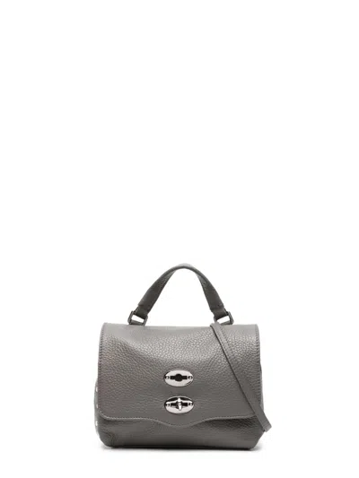 Zanellato Pebbled Leather Top Handle Satchel With Shoulder Strap In Grey