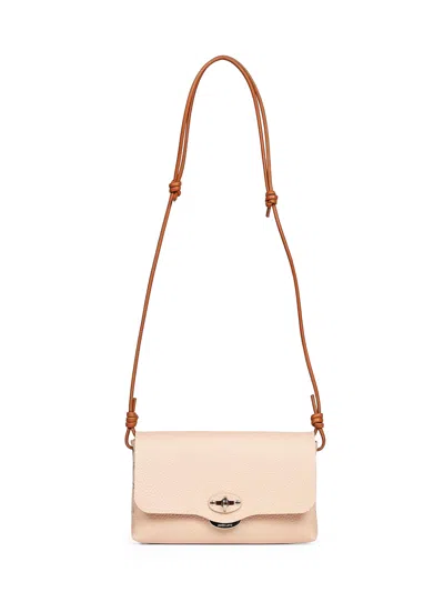 Zanellato Pink Lettera Small Mini Bag With Shoulder Strap In Neutral