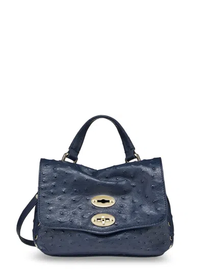 Zanellato Postina Cactus Leather Crossbody Bag In Blue