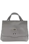 Zanellato Postina Rimboccata Tokyo Baby Leather Handbag In Gray