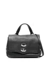 Zanellato Small Leather Handbag With Adjustable Shoulder Strap In Black