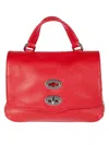 Zanellato Baby Postina Bag In Hammered Leather Red With Shoulder Strap In Red