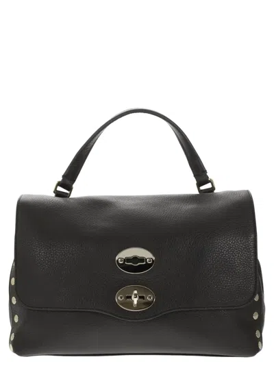 Zanellato Black Postina Daily Day S Leather Handbag