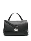 Zanellato Postina Rimboccata Tokyo Baby Leather Handbag In Black